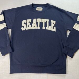 New York Popular Seattle Sweater Crewneck Sweatshirt Sz M UnisexNavy Blue Y2K